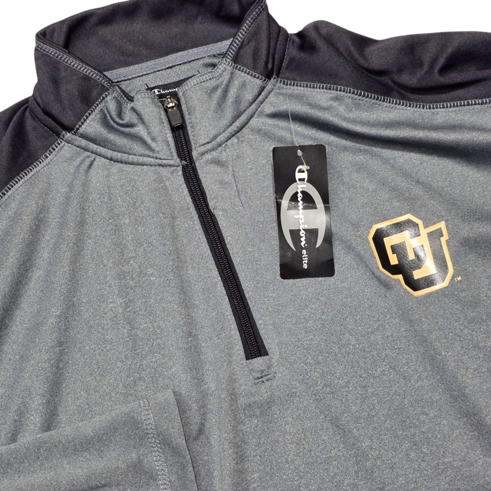 NEW Champion Elite Mens XL Gray CU Buffalos Quarter Zip Pullover Shirt NEW‎